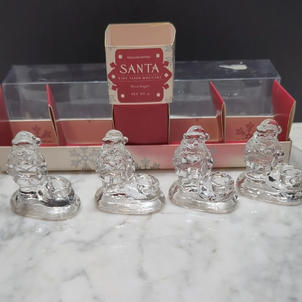 Williams Sonoma Santa Tiny Taper Holders - Red
